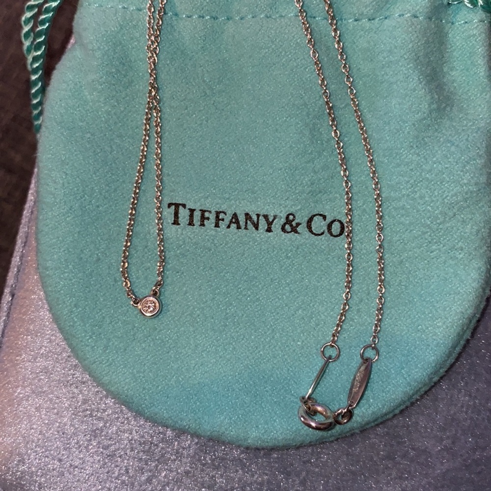Tiffany and co Elsa Peretti single diamond pendant .03